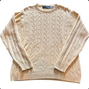 Vintage Oscar de la Renta Yellow Cable Knit Cardigan Sweater Men’s Size Large